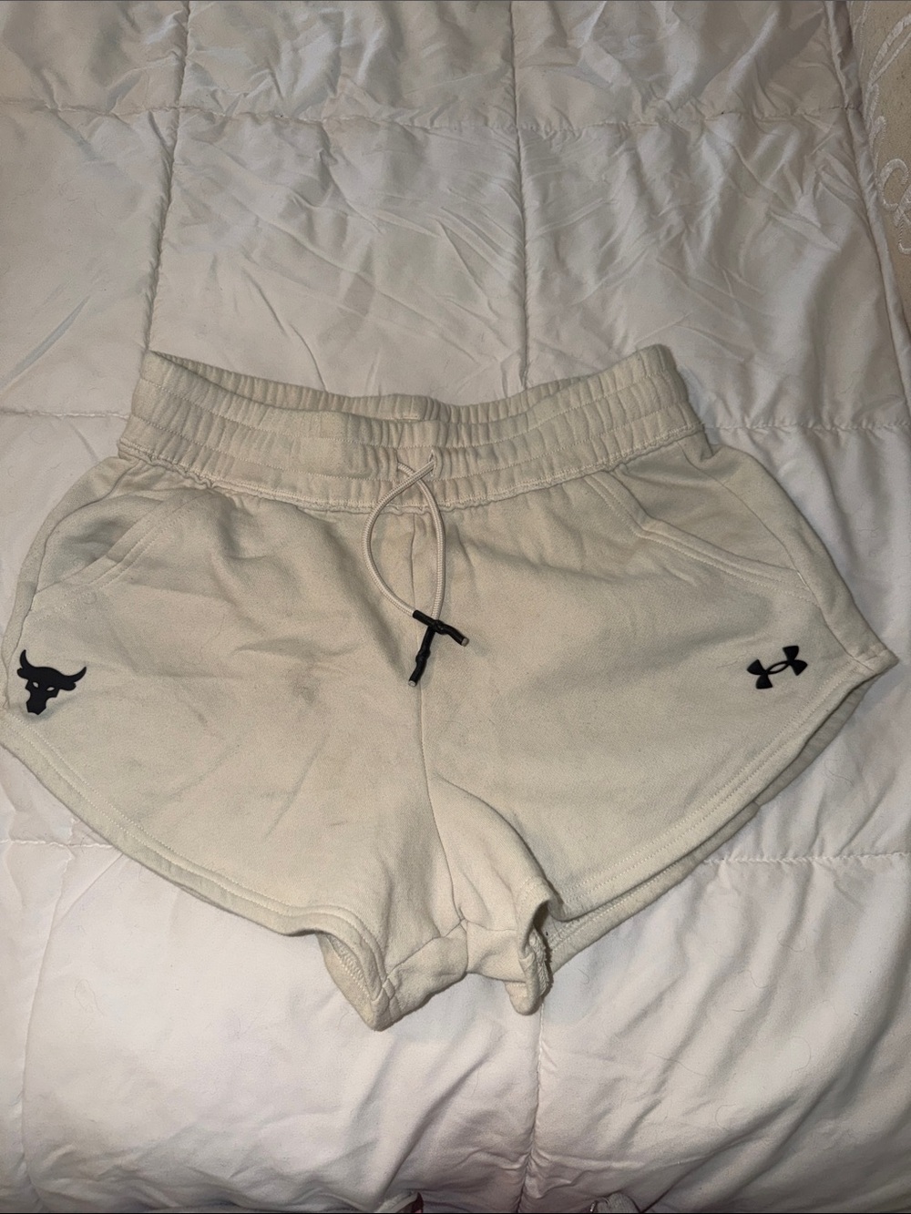 Under Armour Project Rock Women's Cream Athletic Drawstring Shorts